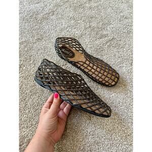 Silent D X Anthropologie Caged Jelly Flats Size 9/39 Dark Gray